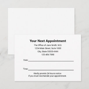 Carte De Correspondance Médecin Votre Rappel de Rendez-Vous Blanc