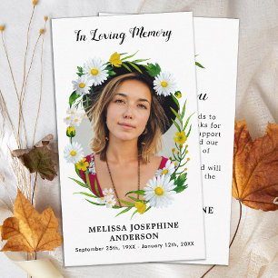 Carte De Correspondance Memorial Floral Daisy Photo Funeral Merci