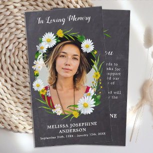 Carte De Correspondance Mémorial Floral Daisy Photo Sympathy Merci
