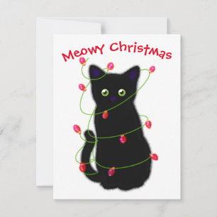 Carte De Correspondance Meowy chat Feux rouge vert brillant de Noël