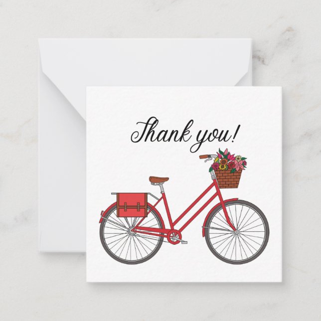 Carte De Correspondance Merci à bicyclette rouge (Devant)