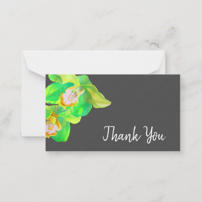Carte De Correspondance Merci aquarelle fleurie orchidée art (Devant)