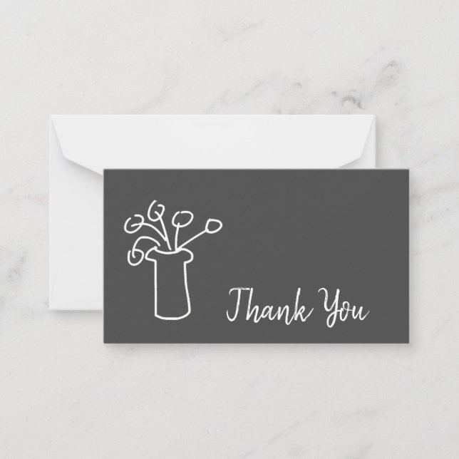 Carte De Correspondance Merci art moderne gris et blanc (Devant)