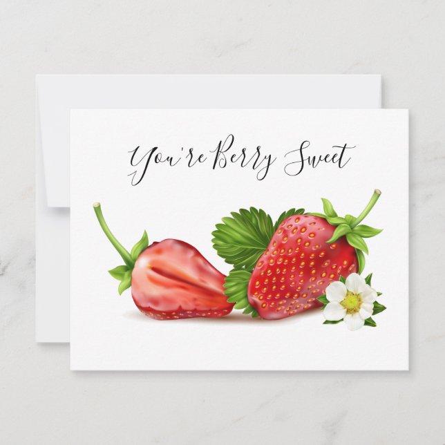 Carte De Correspondance Merci aux fraises (Devant)