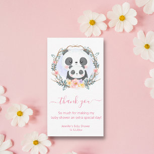 Carte De Correspondance merci baby shower aquarelle mignon pandas rose