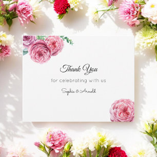 Carte De Correspondance Merci blanc Mariage rose