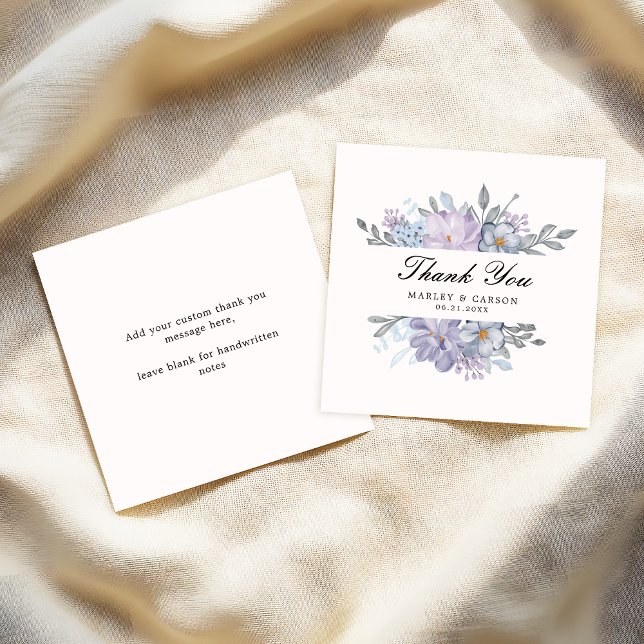 Carte De Correspondance Merci budgétaire Mariage de script Floral Aquarell (Créateur téléchargé)