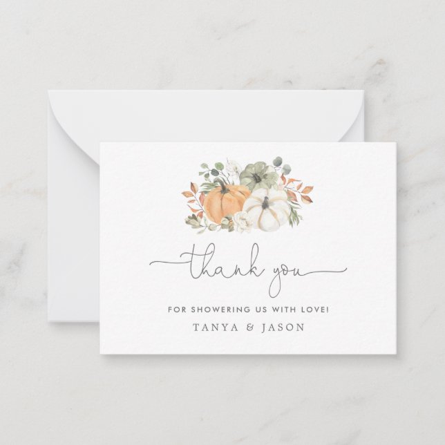 Carte De Correspondance Merci Citrouille de Baby shower (Devant)