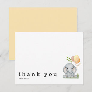 Carte De Correspondance Merci Cute Éléphant Jaune Genre Neutre