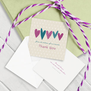 Carte De Correspondance Merci de coeur Coeurs Turquoises Petit