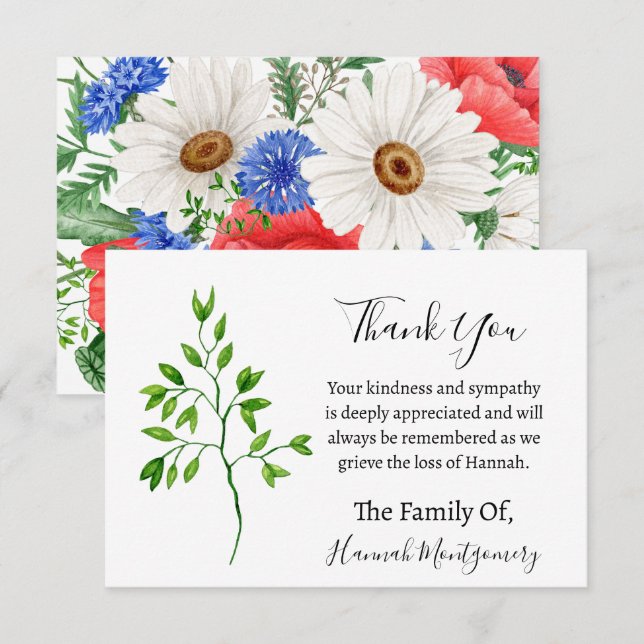 Carte De Correspondance Merci de sympathie funéraire verdoyante (Devant / Derrière)