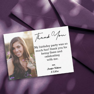 Carte De Correspondance merci doux 16 anniversaire photo minimale