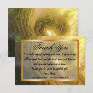 Carte De Correspondance Merci et marbre jaune vif, or 