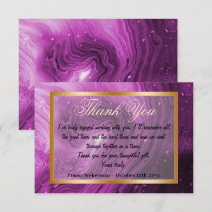 Carte De Correspondance Merci et marbre rose, cadre or