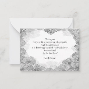 Carte De Correspondance Merci feuille monochrome