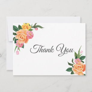 Carte De Correspondance Merci Flat Note carte-pivoines