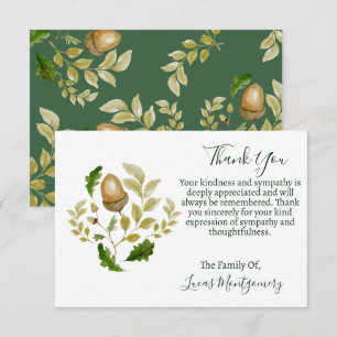 Carte De Correspondance Merci funéraire en chêne d'Acorn, Sympathie