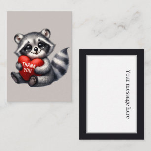 Carte De Correspondance Merci gentil d'ajouter le message raccoon