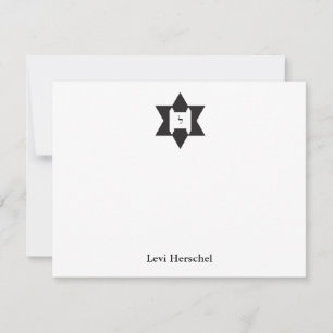 Carte De Correspondance Merci juif de Mitzvah de barre d'étoile de David