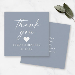 Carte De Correspondance Merci Mariage bleu foncé couleur simple