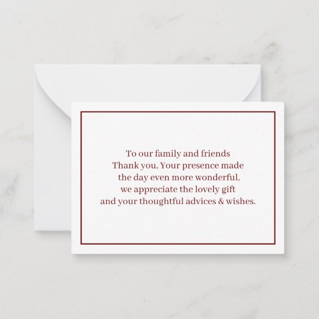 Carte De Correspondance Merci Mariage Brown personnalisé simple (Dos)