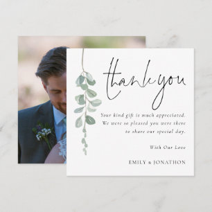 Carte De Correspondance Merci Mariage photo Eucalyptus