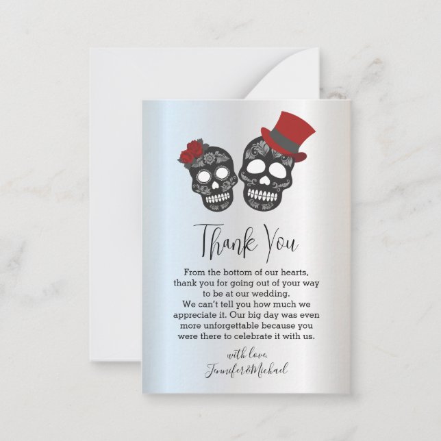 Carte De Correspondance merci métallique halloween mariage éffrayant (Devant)