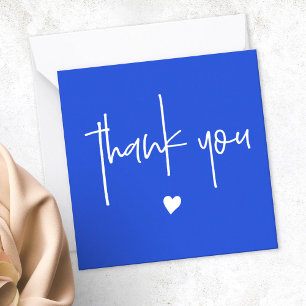 Carte De Correspondance Merci minimaliste Royal Blue Heart Compact