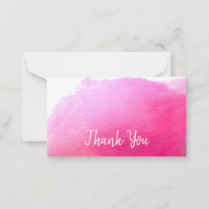 Carte De Correspondance Merci moderne aquarelle rose simple art