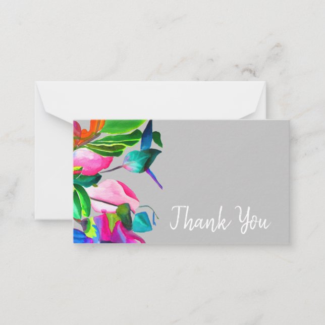 Carte De Correspondance Merci moderne floral aquarelle art (Devant)