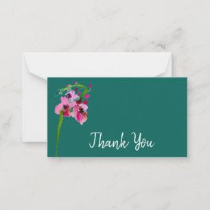 Carte De Correspondance Merci moderne rose et aquarelle turquoise art