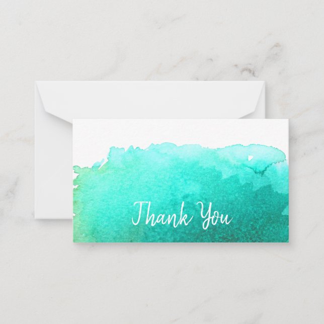 Carte De Correspondance Merci moderne simple bleu aquarelle art (Devant)
