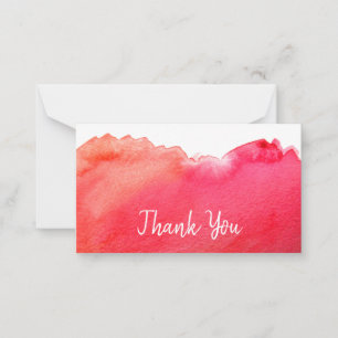 Carte De Correspondance Merci moderne simple couleur rouge aquarelle art