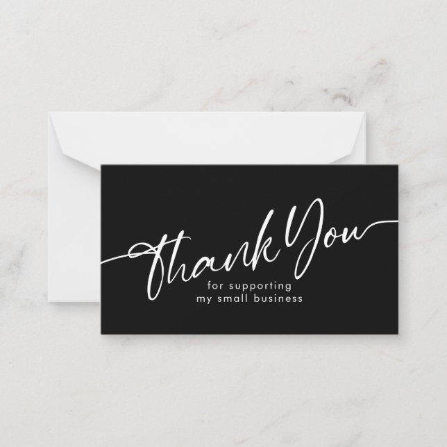 Carte De Correspondance Merci noir pour les petites entreprises (Devant)