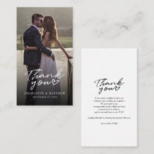 Carte De Correspondance Merci photo de la journée de mariage à la main mod