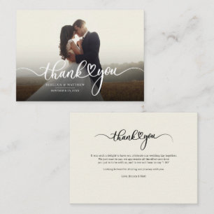 Carte De Correspondance Merci photo Mariage moderne lettres main