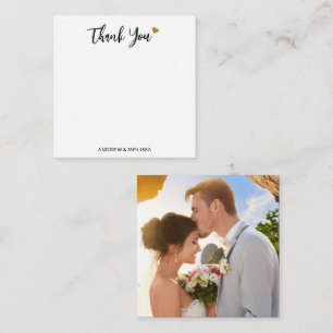 Carte De Correspondance Merci photo minimaliste Mariage noir et or