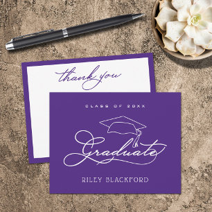Carte De Correspondance Merci pourpre de la casquette de diplôme