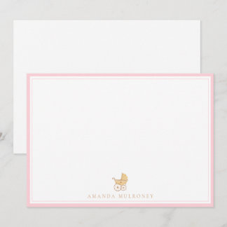 Carte De Correspondance Merci rose Baby shower plat