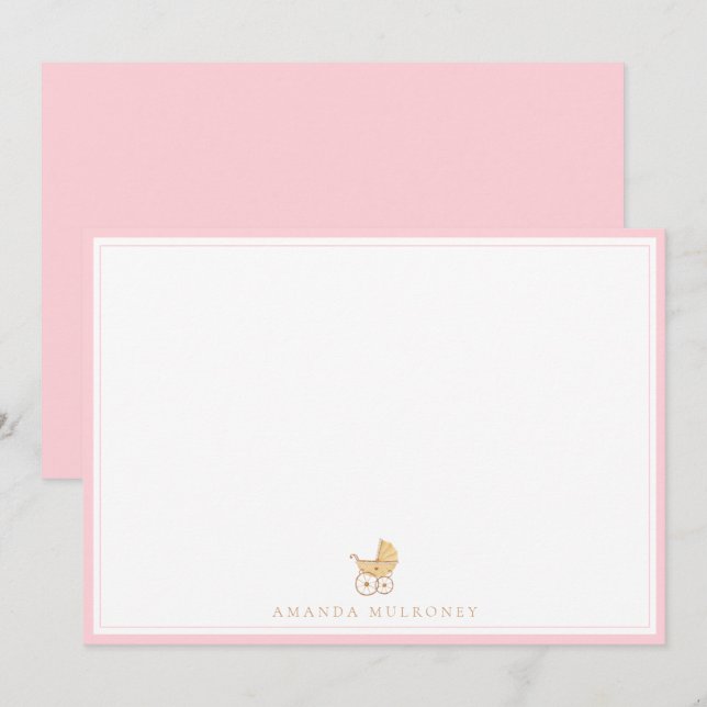 Carte De Correspondance Merci rose Baby shower plat (Devant / Derrière)