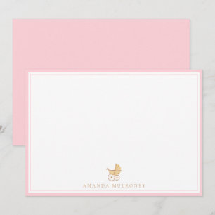 Carte De Correspondance Merci rose Baby shower plat