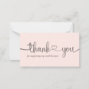 Carte De Correspondance Merci rose moderne minimaliste pour les petites en