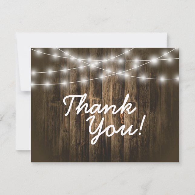 Carte De Correspondance Merci Rustique Chaîne Lumière Note (Devant)