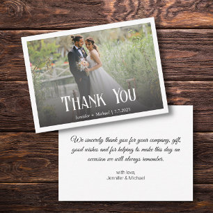 Carte De Correspondance merci typographie moderne photo mariage