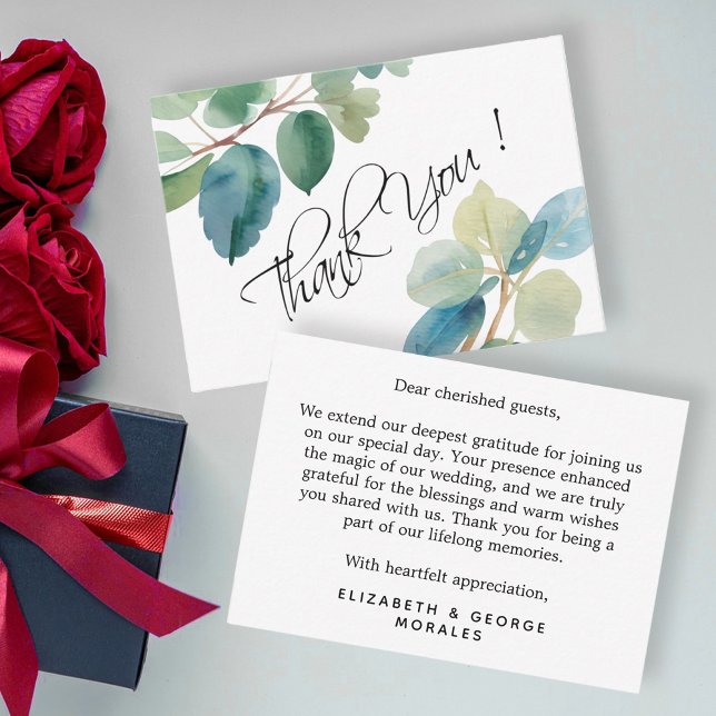 Carte De Correspondance Merci vert Eucalyptus Budget (Créateur téléchargé)