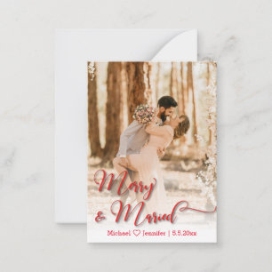 Carte De Correspondance merry&marrié photo mariage rouge calligraphie