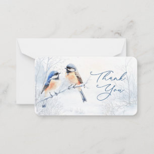 Carte De Correspondance Mésange en hiver Merci