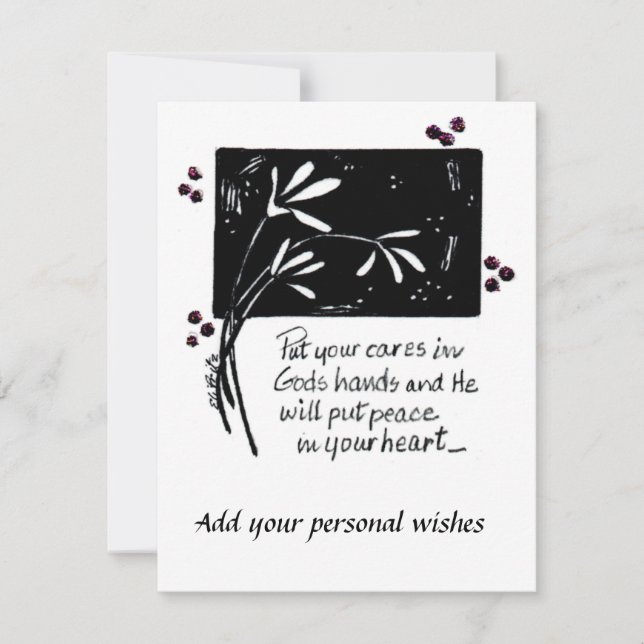 Carte De Correspondance Mettez vos soucis dans les mains de Dieu B&W art C (Devant)