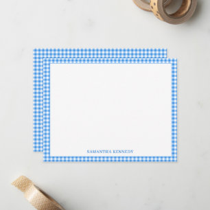 Carte De Correspondance Mignon bleu clair à carreaux personnalisé