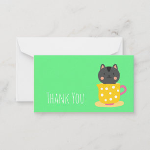 Carte De Correspondance Mignon chaton chat menthe tasse à thé